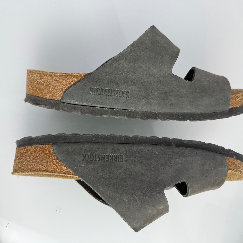 Birkenstock Arizona Sandals Womens 38 Iron Gray Oiled Leather Soft Footbed 11202 - Picture 9 of 12